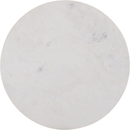 SAFAVIEH Home Collection - Sanji Marble Top Accent Table, Round Modern Side Table, White Marble & Black Base (ACC3737B)