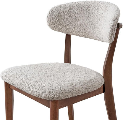 2Pcs Upholstered Wood Dining Chair, Cherry Color