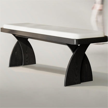 Modern Wooden Long Bench at The Foot of The Bed in The Bedroom Dressing Room or Home Use Leather Shoe Changing Entryway(XS)