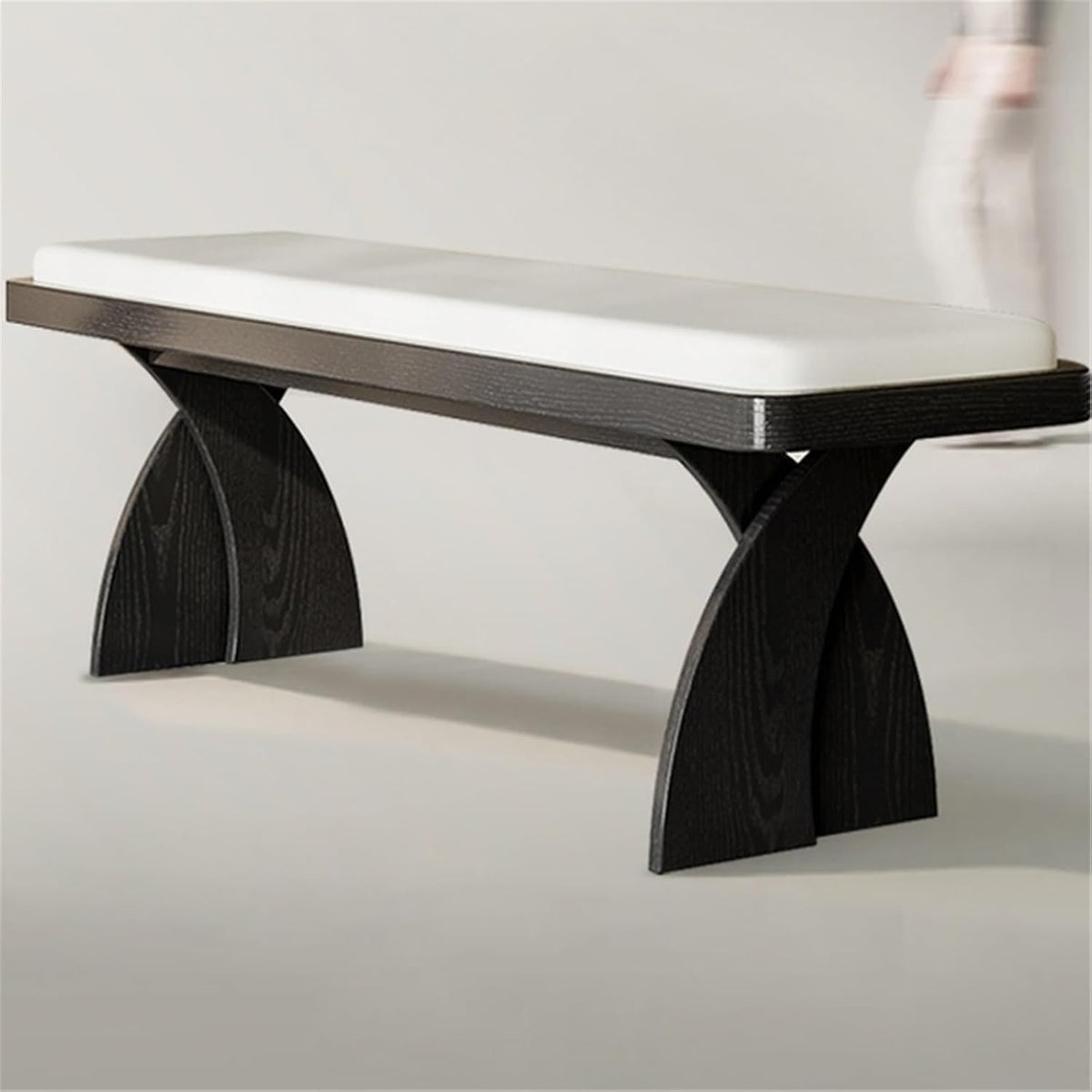 Modern Wooden Long Bench at The Foot of The Bed in The Bedroom Dressing Room or Home Use Leather Shoe Changing Entryway(Medium)