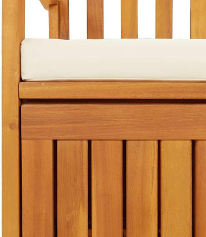 Patio Storage Bench Solid Acacia Wood with Cushion 47.2"x24.8"x33.1" Rustic Outdoor Bench Seat for Garden Porch Furniture with Storage Compartment