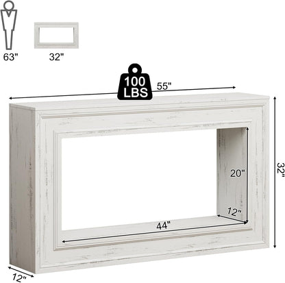 Rresyet 55" Narrow Entryway Console Table with LED Lights & Storage, White