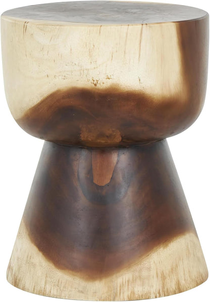 Deco 79 Wood Handmade Side End Accent Table Hourglass End Table with Natural Wood Grain, Side Table 14" x 14" x 18", Brown