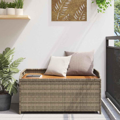 Poly Rattan Outdoor Storage Bench with Waterproof Bag, Gray Patio Seat Box for Cushions and Garden Supplies, 39.4"x19.7"x20.5"