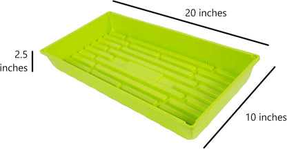 SUNPACK 10" x 20" Mega Plastic Seed Starting Tray, Lime Green, 2.5" - No Drainage Holes, Ideal for Greenhouses or Indoor Gardening - Made of Thick, Strong Plastic