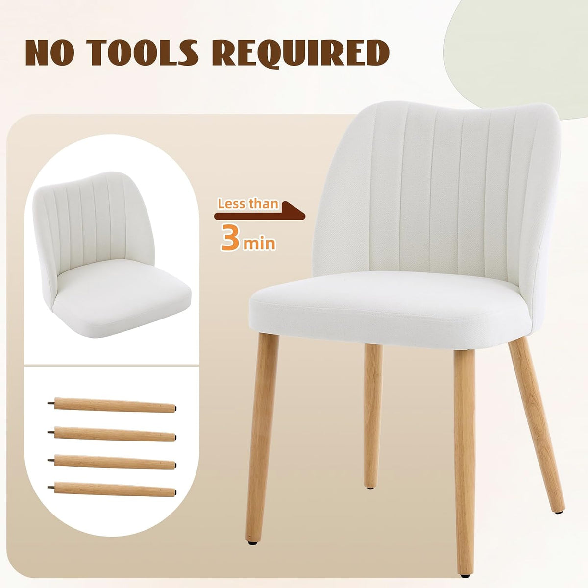 GarveeHome Dining Chairs Set of 4 with Cozy Backrest/Wooden Legs | Dining Chairs Set of 4 with Cozy Backrest/ Wooden Legs No tools Needed