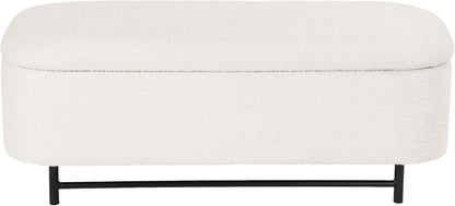 HomePop Ellipse Modern Storage Bench with Metal Legs |Homepop Home Décor|Bench with Storage for Living Room & Bedroom - Cream Boucle