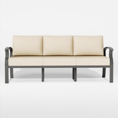 ALAULM Aluminum 3-Seat Patio Furniture Set, Metal Outdoor Furniture Sectional Sofas w/5.1" Cushions for Patio, Backyard, Poolside-Sand