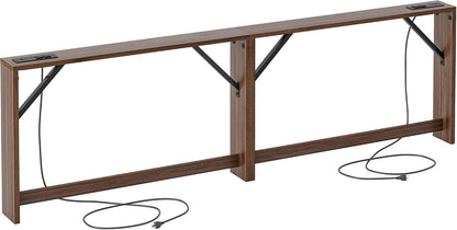 TIQLAB 5.9 Inch Narrow Console Table with Power Outlet,Sofa Table, Total Length 94'' Sofa Table Behind Couch, for Entryway&Living Room, Black Walnut