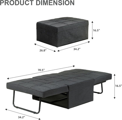 Ainfox Convertible Sofa Bed, 4 in 1 Multi-Function Folding Ottoman Bed with Adjustable Backrest, Modern Futon Couch No Assembly for Living Room Apartment Office Small Space (Black)