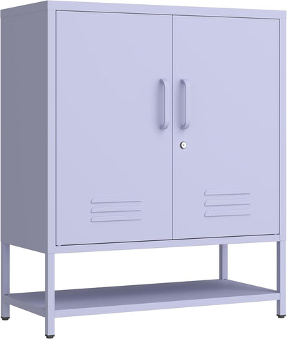Three Tier Metal Shoe Cabinet for Home use Featuring Adjustable Shelves Multifunctional Two Door Storage Cabinet Suitable for entryways and hallways Purple Size: 13.8" D x 29.5" W x 33" H