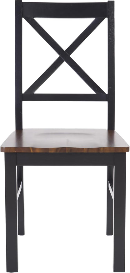 SAFAVIEH Home Collection Akash Farmhouse Black & Walnut Dining Chair Set of 2