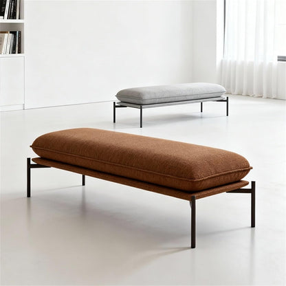 Modern Stainless Steel Bed end Stool Bedroom Dressing Room Rest Area Fabric Shoe Changing Entryway(Small)