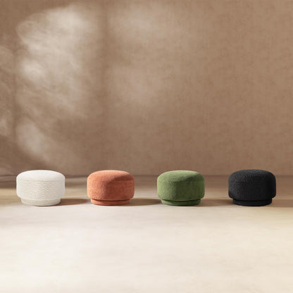 15" Mushroom Footstool Ottoman, Spice Orange Fleeced Teddy
