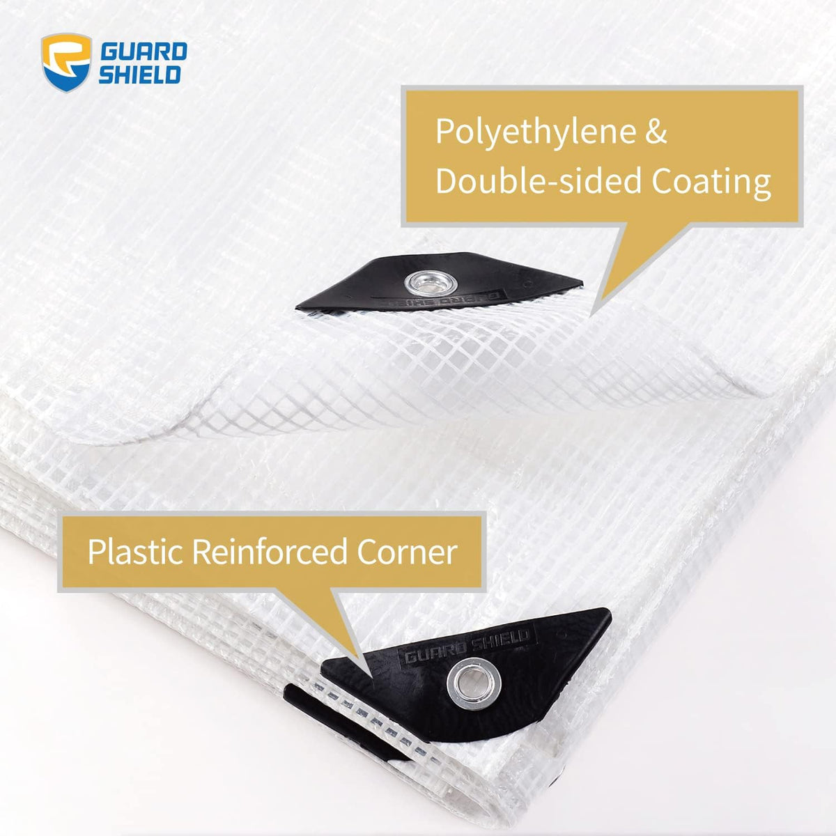 GUARD SHIELD Clear White Tarp Heavy Duty 10x10 Feet Waterproof for Greenhouse Outdoor Garden Poly Cover UV Resistant 3x3 Weave 10mil (2-Pack)