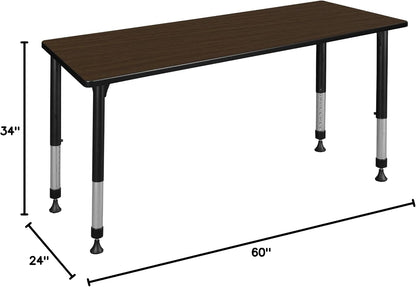 Regency Kee 60 x 24 in. Height Adjustable Classroom Activity Table- Neo Walnut Top & Black Base