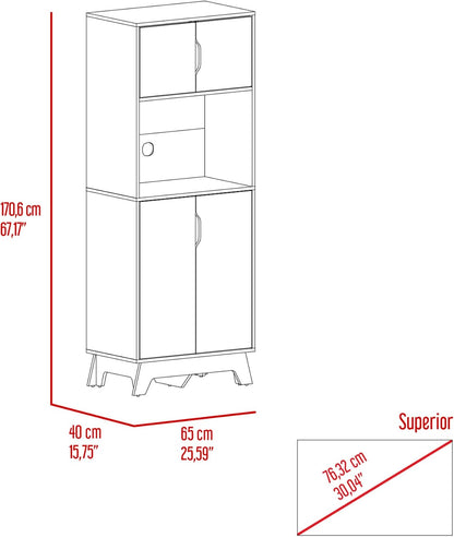 Microwave Tall Cabinet Wallas, Kitchen, Light Oak/White