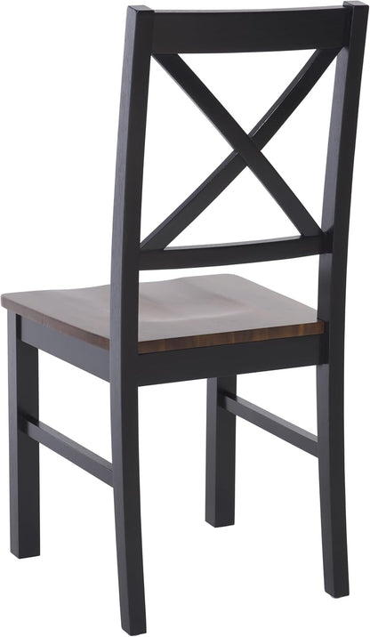 SAFAVIEH Home Collection Akash Farmhouse Black & Walnut Dining Chair Set of 2