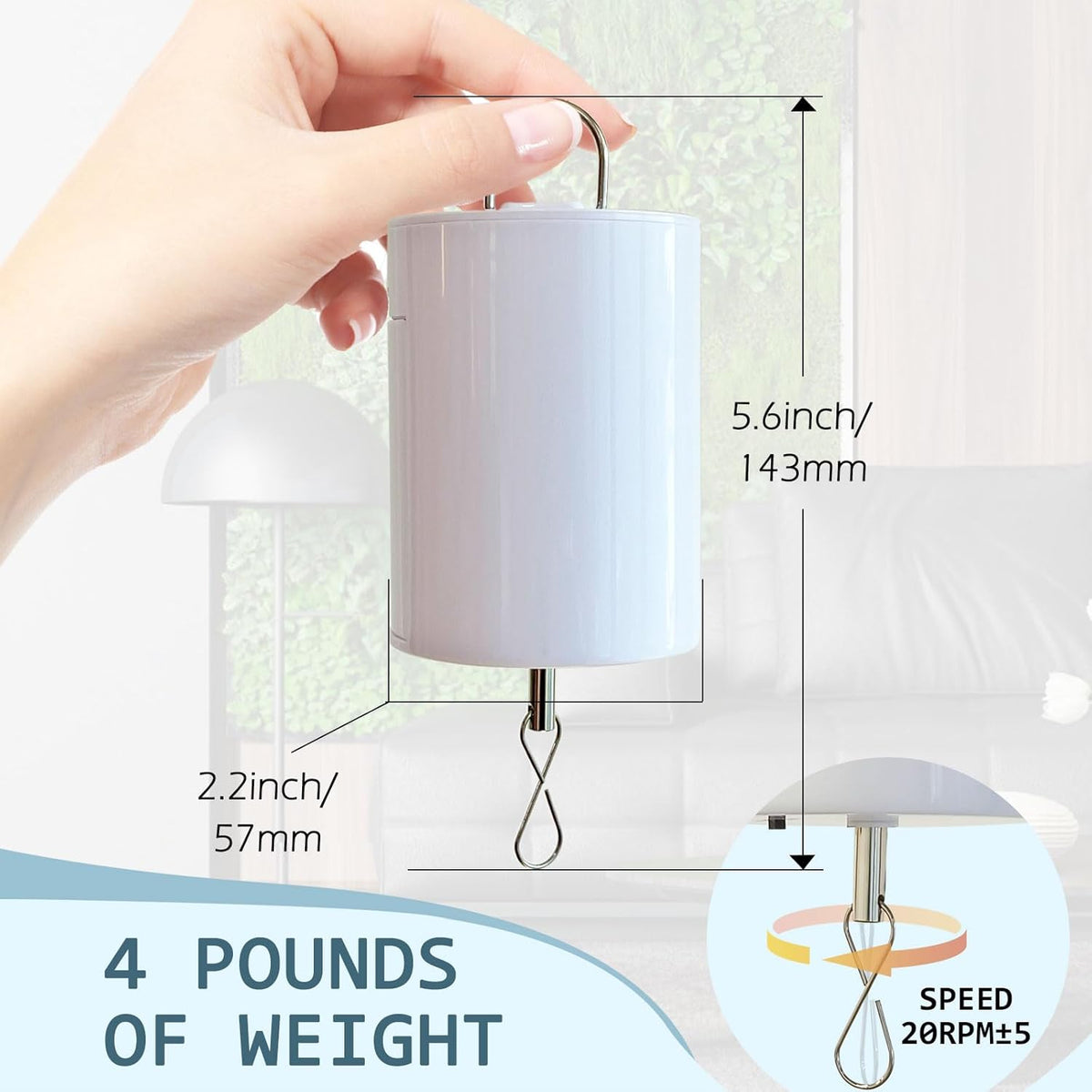 Disco Ball Wind Spinner Mirror Ball Hanging Display Rotating Spinner, Garden Decor with Mini Remote Controller for Battery Operated Motor-20 RPM