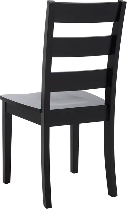 SAFAVIEH Home Collection - Silio Black Wood Ladder Back Dining Chair Set of 2, Classic Farmhouse Style Seating (DCH9213C-SET2)
