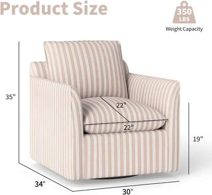 INZOY Swivel Accent Chair with Thick Padded Backrest Cushion, Swivel Reading Chair for Living Room Bedroom Small Spaces, Brown