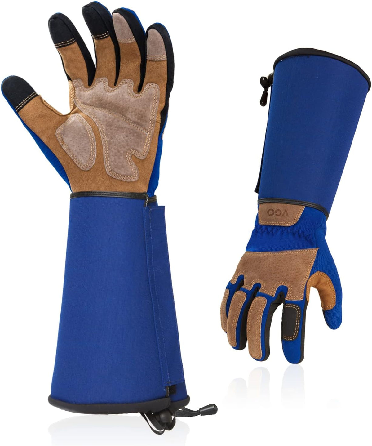 Vgo... Gardening Gloves Unisex,Safety Work Gloves,Long Sleeves Gauntlet,Puncture Proof,Touchscreen(Size XL,Blue,SL7496)