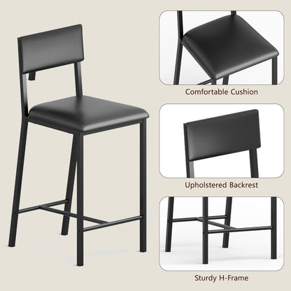IDEALHOUSE Dining Chairs Set of 2 Upholstered PU Dining Chairs Curved Backrest, Modern Dining Room Chairs Kitchen Chairs with 26IN Metal Legs and Sturdy H-Frame for Home, Bar 330lbs Capacity