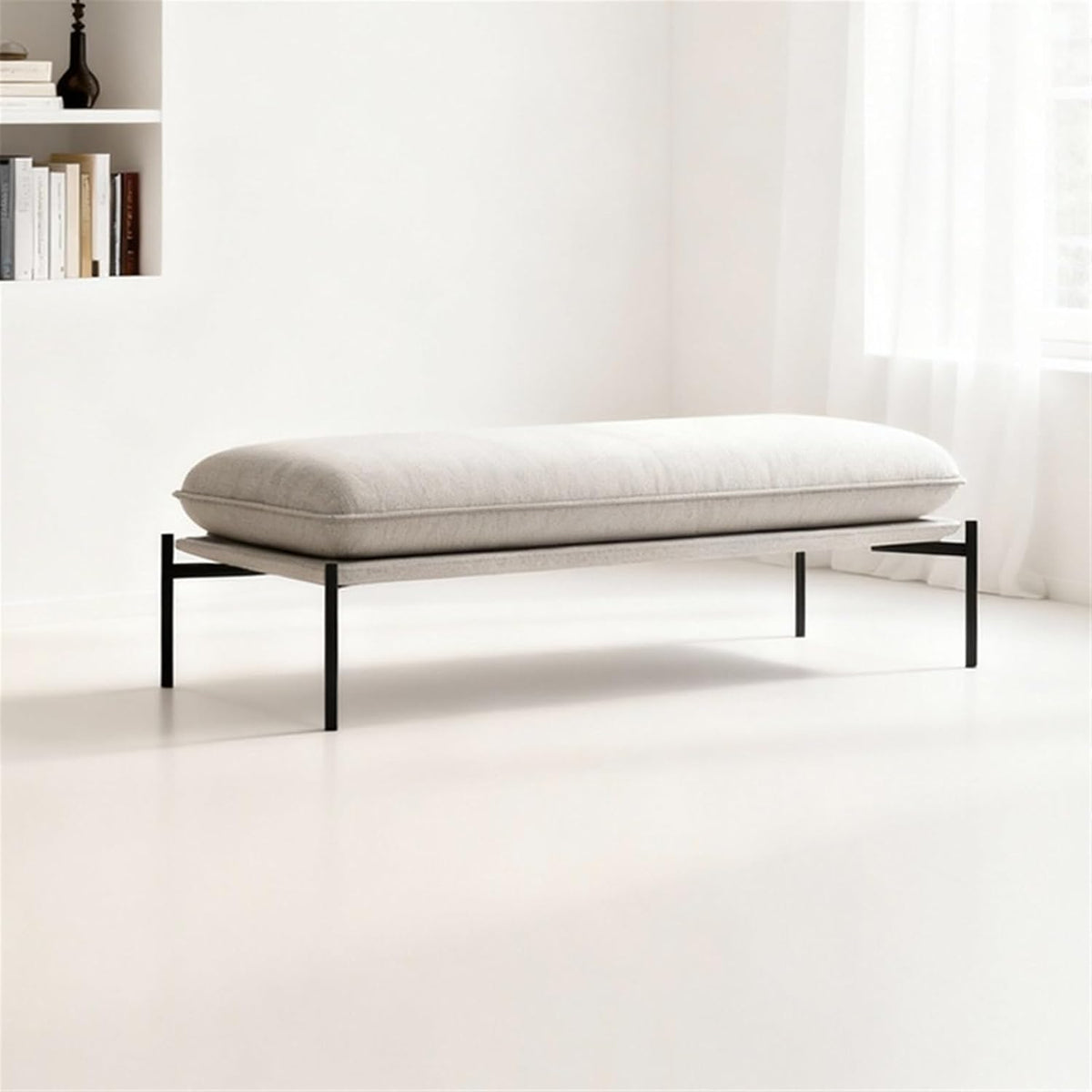 Modern Stainless Steel Bed end Stool Bedroom Dressing Room Rest Area Fabric Shoe Changing Entryway(Small)
