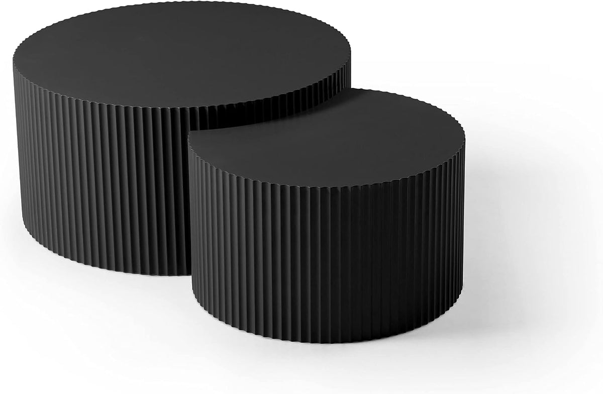 32" Pre-Assembled MDF Nesting End Table, Nesting End Tables with Compact Nesting Design, Coffee Table Set for Apartment and Indoor Leisure use, Black