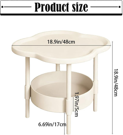 2-Tier Side Table with Removable Tray, Modern Small Coffee End Table for Living Room, Bedroom, Balcony, Indoor Outdoor Use (Black, One Size)
