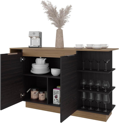 Kitchen Island with Storage Cabinet and Wine Glass Holder | Includes storage cabinet and wine glass holder for organized kitchen use