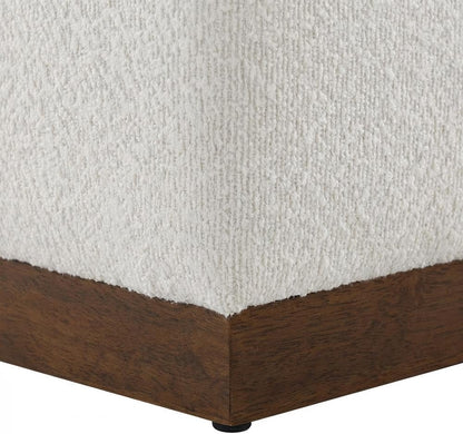 Brown 17" Square Boucle Upholstered Ottoman, Indoor-Outdoor Seating, Plush Fabric, Durable Construction, Versatile Home Decor Accent