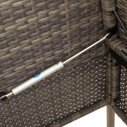 Gray Patio Storage Bench with Cushion, PE Rattan Outdoor Seating with Waterproof Bag for Cushions and Towels