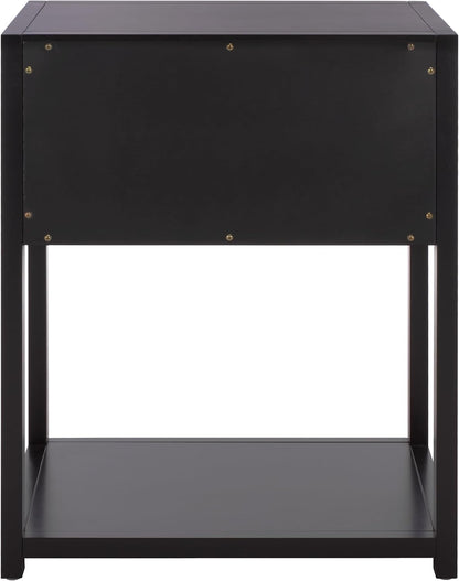 SAFAVIEH Furniture - Sadie 1-Drawer Nightstand - Black - Wood - Glam Gold Hardware Design - Ideal for Bedroom, 21" W x 17.2" D x 26" H - Fully Assembled (NST9201E)