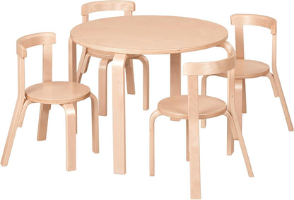 Back2School Express Bentwood Kids Table & Chairs Set, 5-Piece, Natural | Durable birch, GREENGUARD Gold Certified, 3-6 years, 74 lb seat capacity, flexible seating for crafts & play, classroom/home
