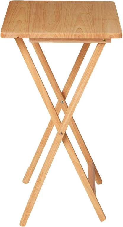 Natural Rubberwood Folding Tray Table, 19x14.5-Inch, Indoor Use