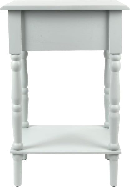 Decor Therapy Jane Nightstand Side Table with a Drawer, Shelf, Traditional Design, Ice Blue 17" D x 14" W x 26" H