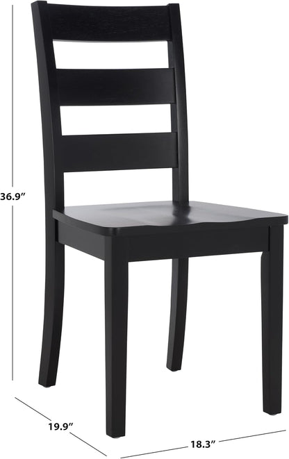SAFAVIEH Home Collection - Silio Black Wood Ladder Back Dining Chair Set of 2, Classic Farmhouse Style Seating (DCH9213C-SET2)