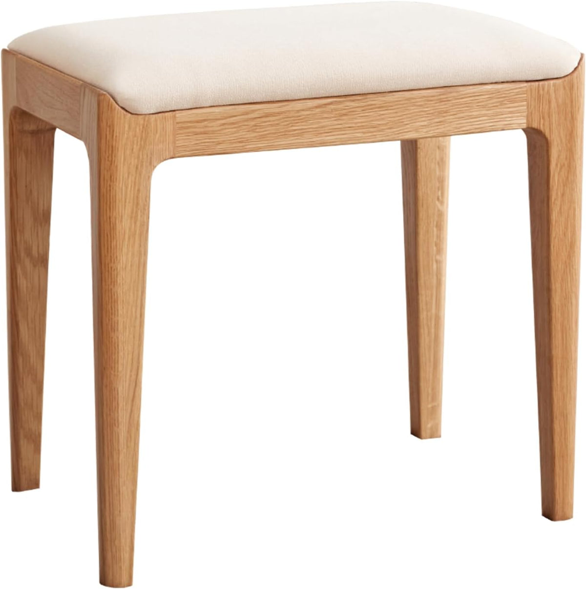 Solid Wood Small Vanity Stool Chair, High-Rebound Sponge Seat, Easy Assembly Makeup Chair, Footstool for Bedroom, Dining Room, Entryway, Natural Oak