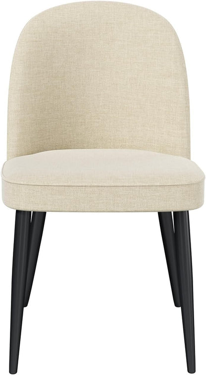 Upholstered Dining Chairs Set of 6, Comfortable Chenille Fabric Kitchen Chairs with High Back & Metal Legs, Modern Dinner Chair for Dining Room Restaurant Hotel Cafe, Beige