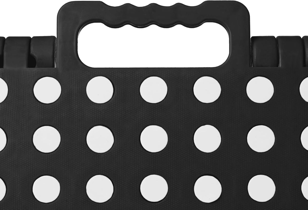 Casafield 18" Folding Step Stool with Handle, Black - Portable Collapsible Small Plastic Foot Stool for Adults - Use in the Kitchen, Bathroom and Bedroom