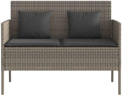 Patio Storage Bench with Cushion, PE Rattan Garden Bench with Waterproof Bag, Outdoor Seating and Storage Box for Cushions and Towels, Gray