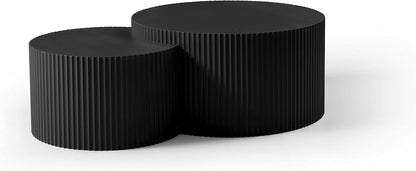 32" Pre-Assembled MDF Nesting End Table, Nesting End Tables with Compact Nesting Design, Coffee Table Set for Apartment and Indoor Leisure use, Black