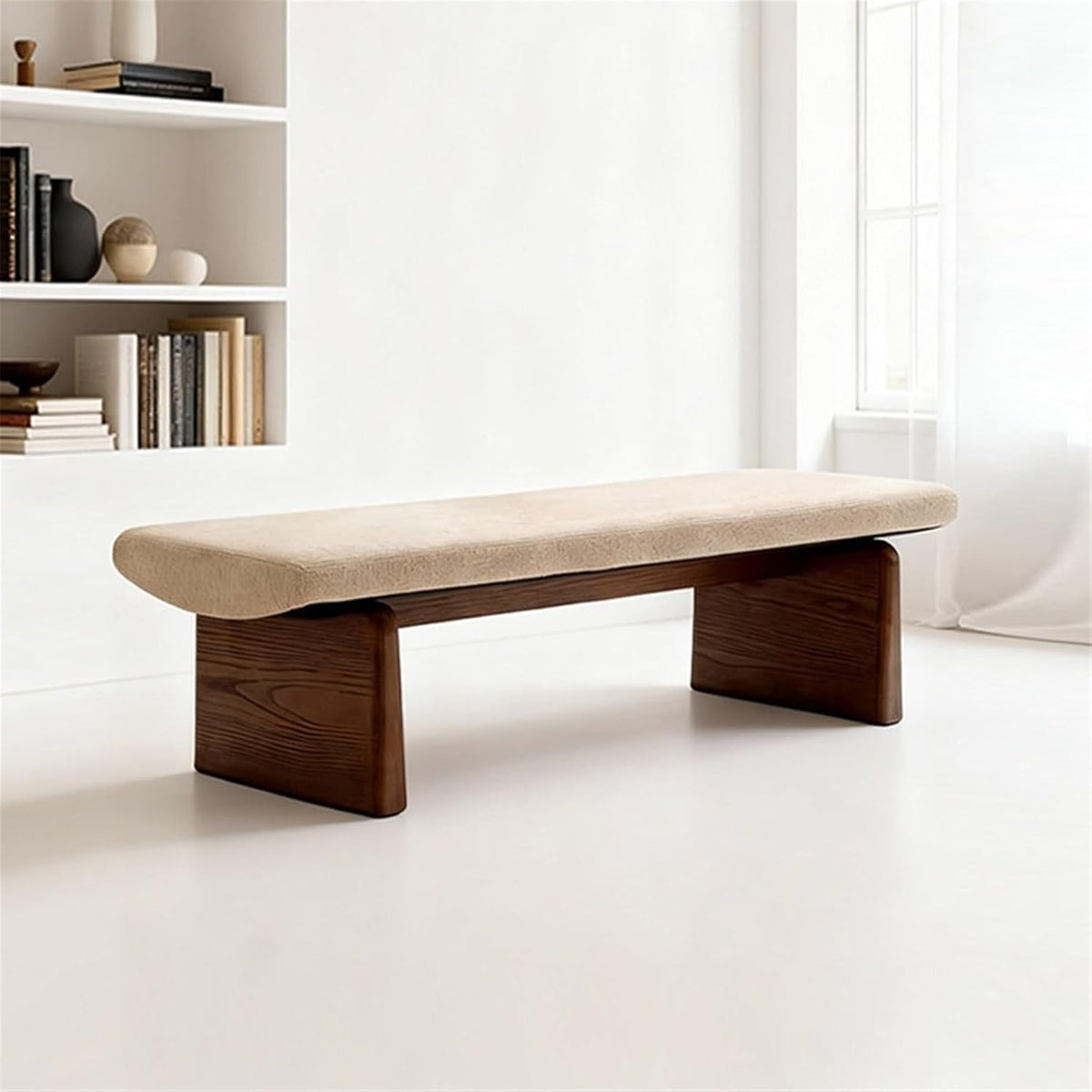 Modern Wooden Sofa Bedroom Bed end Bench Hotel Leisure Entryway(Small)