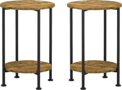 Farmhouse 3-Piece Coffee Table and End Table Set for Living Room | Round Coffee Table Set of 3 with Storage