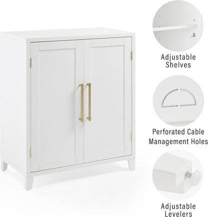 Crosley Furniture Roarke Stackable Kitchen Pantry Storage Cabinet with Doors and Shelves, Accents Cabinets, White