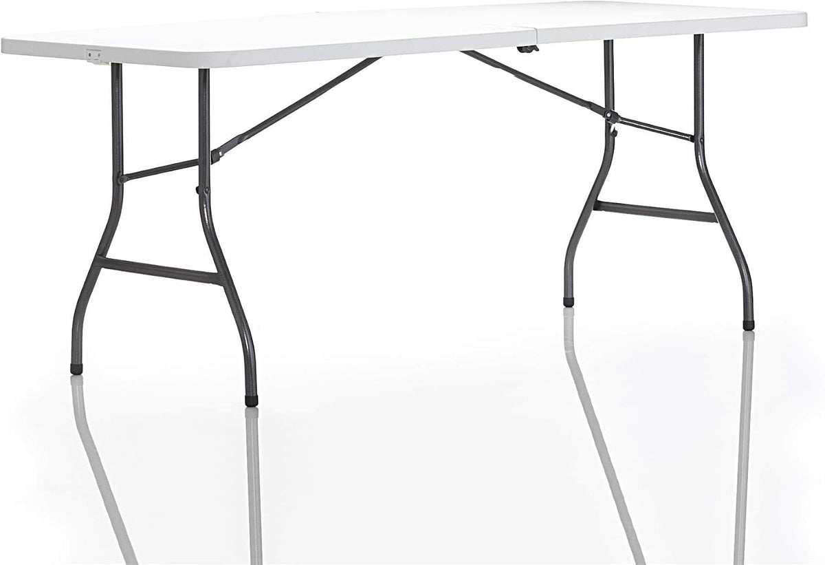 Cosco 6ft Fold-in-Half Blow Molded Folding Table, Indoor/Outdoor, Comfort Handle, Lightweight Plastic Construction - White