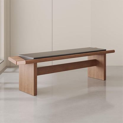 Modern Wooden Long Shoe-Changing Bench for Bedroom Dressing Room Leather Bed end Upholstered Entryway(Small)