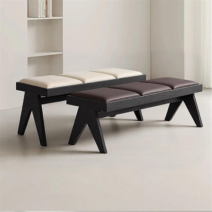 Modern Retro Wooden Upholstered Dining Table Cloakroom Shoe-Changing Stool Bedroom Bed-end Entryway(Medium)