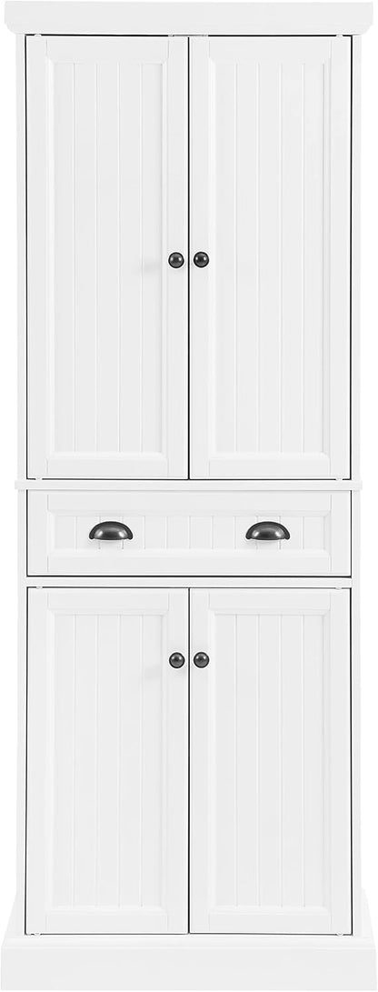 Crosley Furniture Shoreline Coastal Pantry Storage Cabinet with Shelves, Kitchen, Dining, or Laundry Room, White